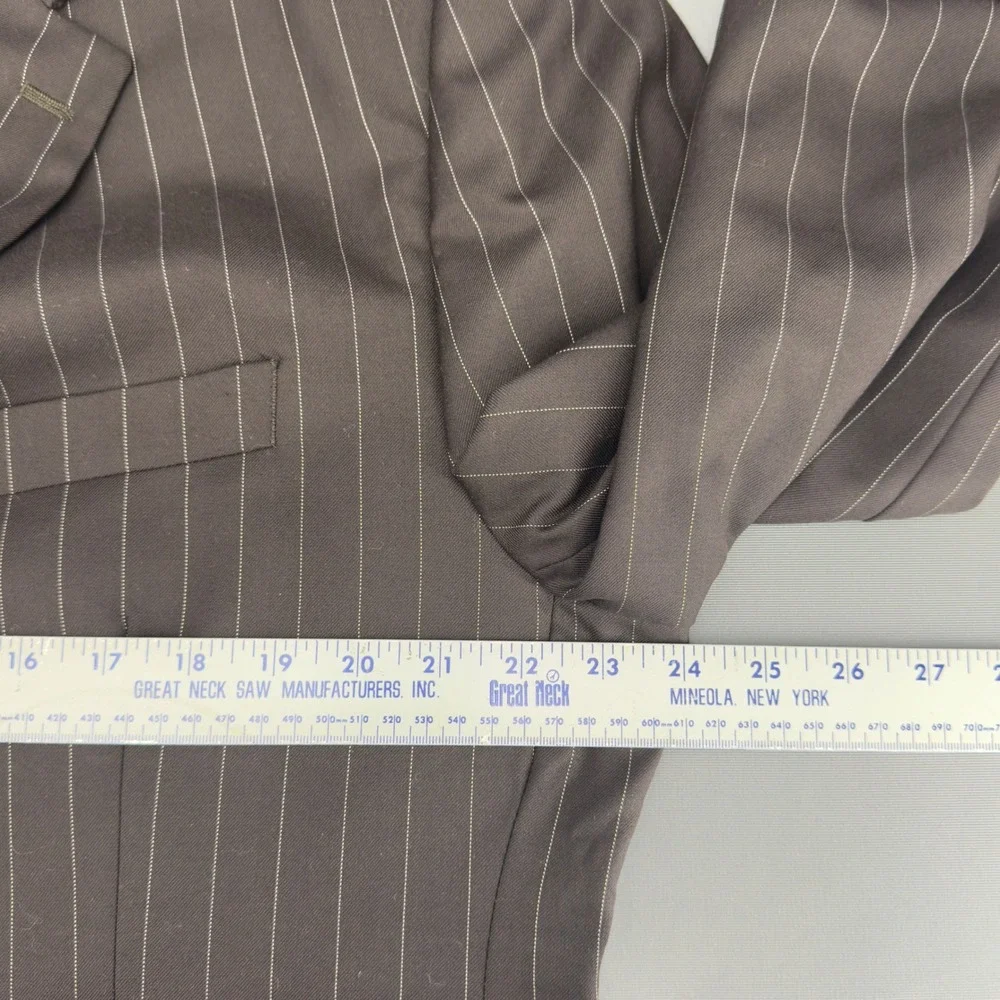 Ralph Lauren Brown Wool‎ Pinstripe Blazer Suit Jacket Classic Fit Sz 48L Read